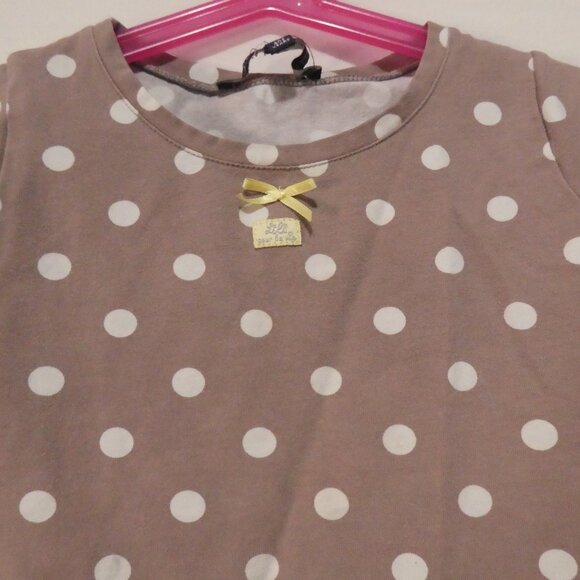 LILI GAUFRETTE | size 4 | Polka Dot Short Sleeve Top | Lace Sleeve Cuffs - Picture 4 of 15